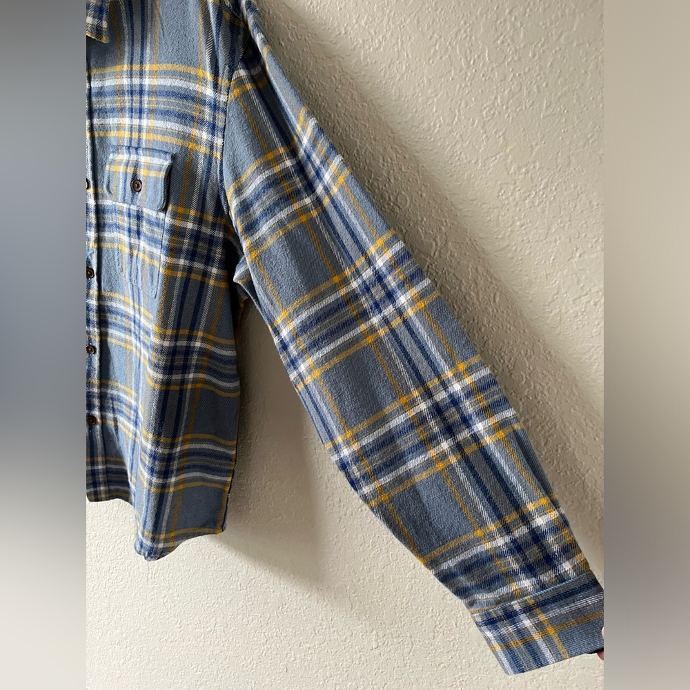Old Navy Men’s XXL Blue Plaid Heavy Flannel Shacket Cotton EUC Light Jacket Soft - Picture 4 of 7